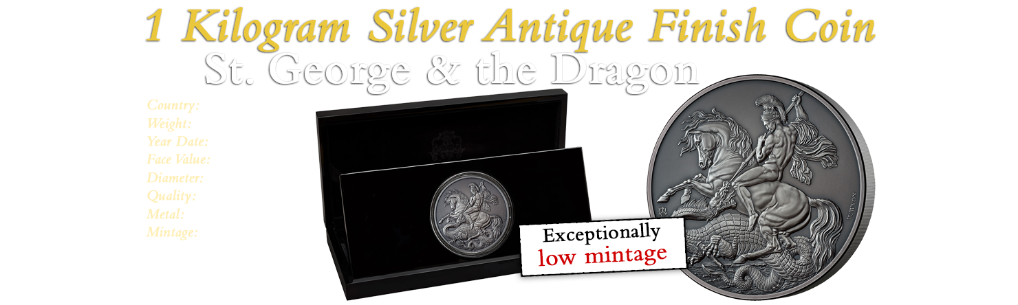 St. George & The Dragon 1 KG Silver Antique Finish Coin